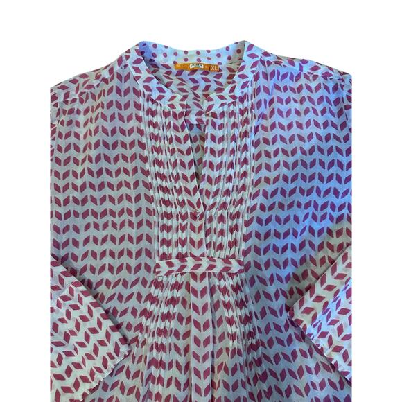 NWOT Oliphant 100% Cotton Block Print Top XL Boho Tunic Blouse ResortWear - Picture 6 of 11